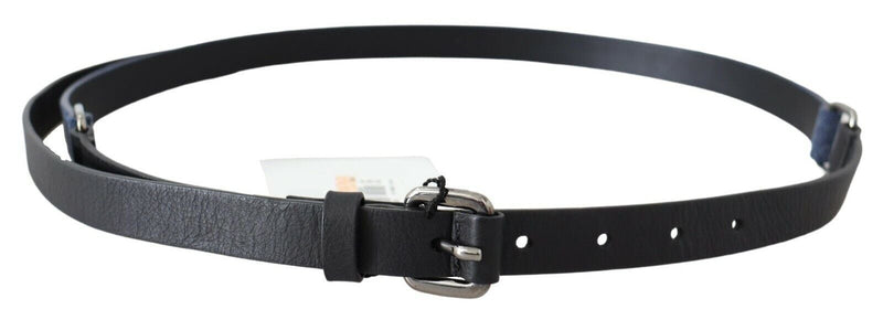 Elegant Black Leather Adjustable Belt Costume National