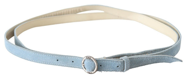 Chic Sky Blue Leather Belt - Buckle Up in Style Costume National