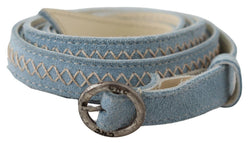 Chic Sky Blue Leather Belt - Buckle Up in Style Costume National