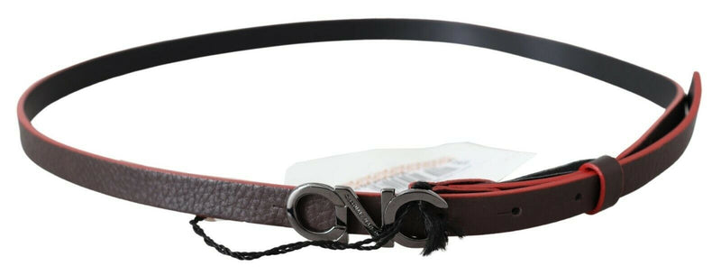 Maroon & Black Italian Leather Fashion Belt Costume National