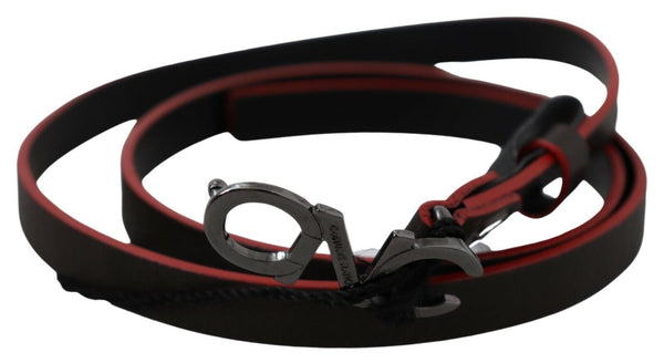 Maroon & Black Italian Leather Fashion Belt Costume National