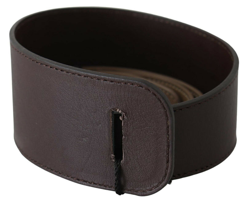 Elegant Dark Brown Braided Leather Belt GF Ferre