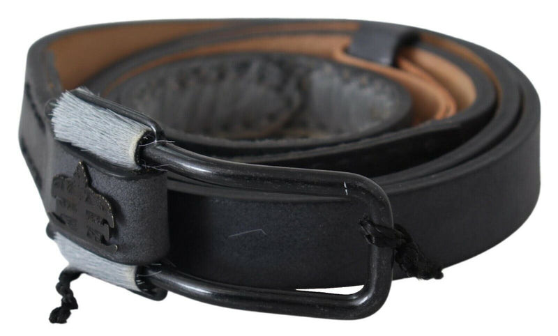 Elegant Black Braided Leather Belt Ermanno Scervino