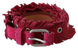 Elegant Maroon Double Buckle Leather Belt Ermanno Scervino