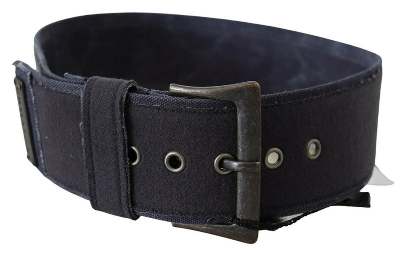 Elegant Navy Blue Leather Waist Belt Ermanno Scervino