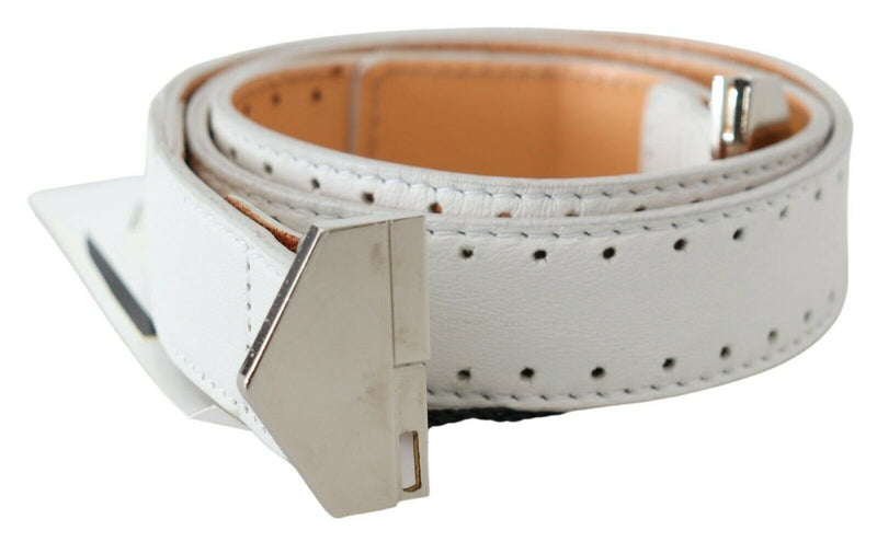 Elegant White Leather Fashion Belt GF Ferre