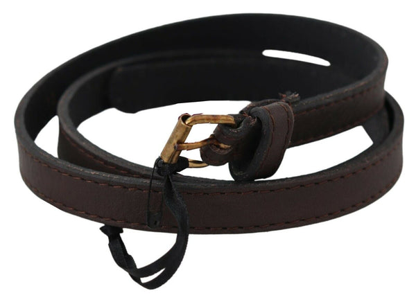 Elegant Brown Leather Fashion Belt with Gold-Tone Buckle MILA SCHÖN