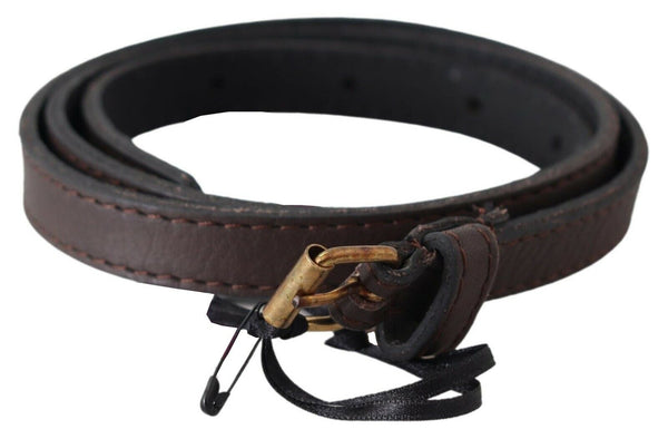 Elegant Brown Leather Fashion Belt with Gold-Tone Buckle MILA SCHÖN