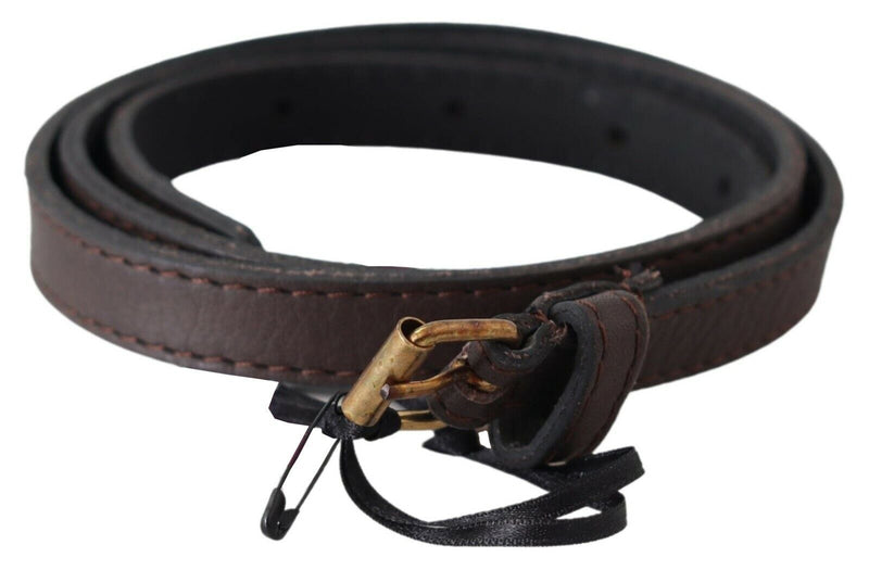 Elegant Brown Leather Fashion Belt with Gold-Tone Buckle MILA SCHÖN