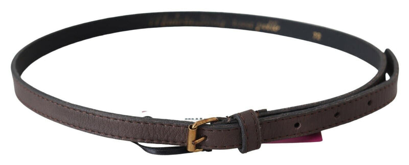 Elegant Brown Leather Fashion Belt with Gold-Tone Buckle MILA SCHÖN