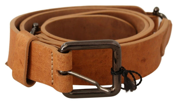 Elegant Light Brown Fashion Belt with Black-Tone Buckle Costume National