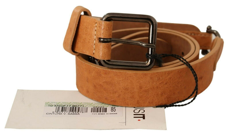 Elegant Light Brown Fashion Belt with Black-Tone Buckle Costume National