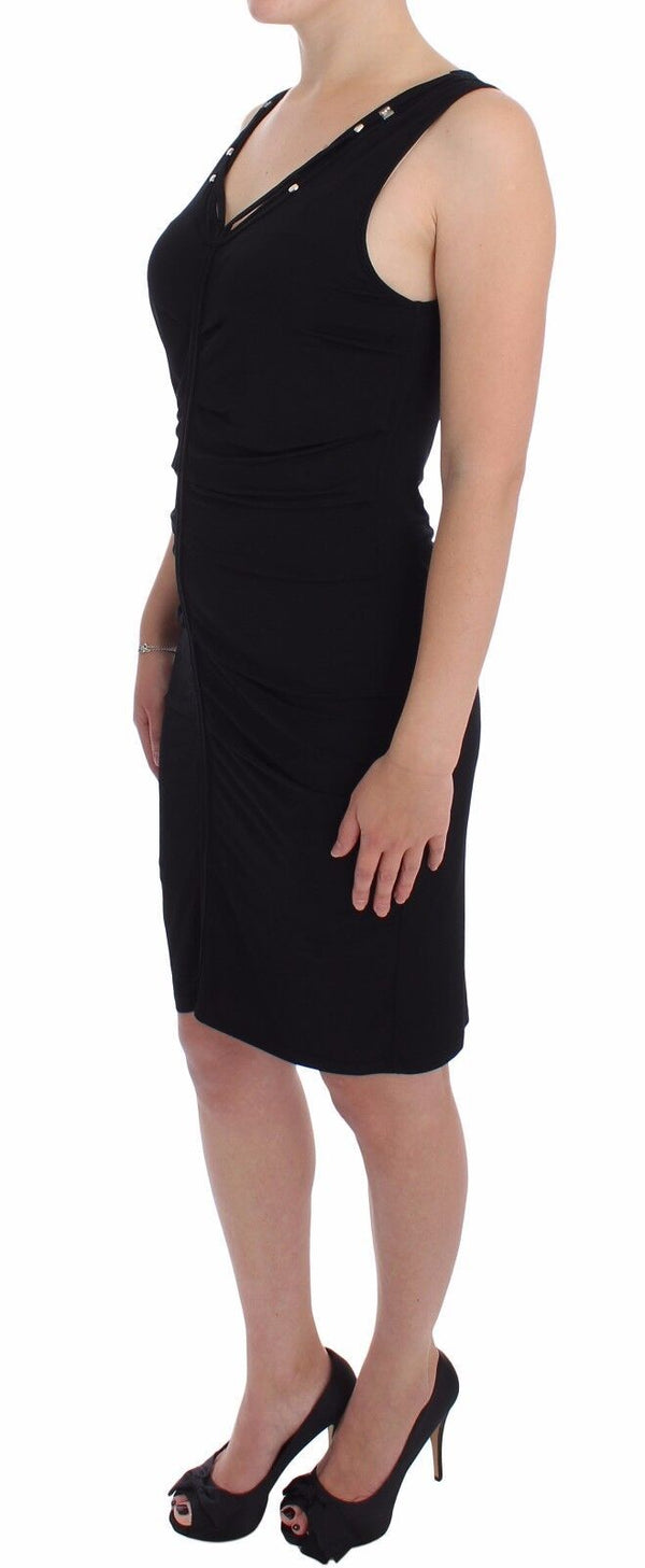 Elegant Black Sheath Jersey Knee-Length Dress Roccobarocco