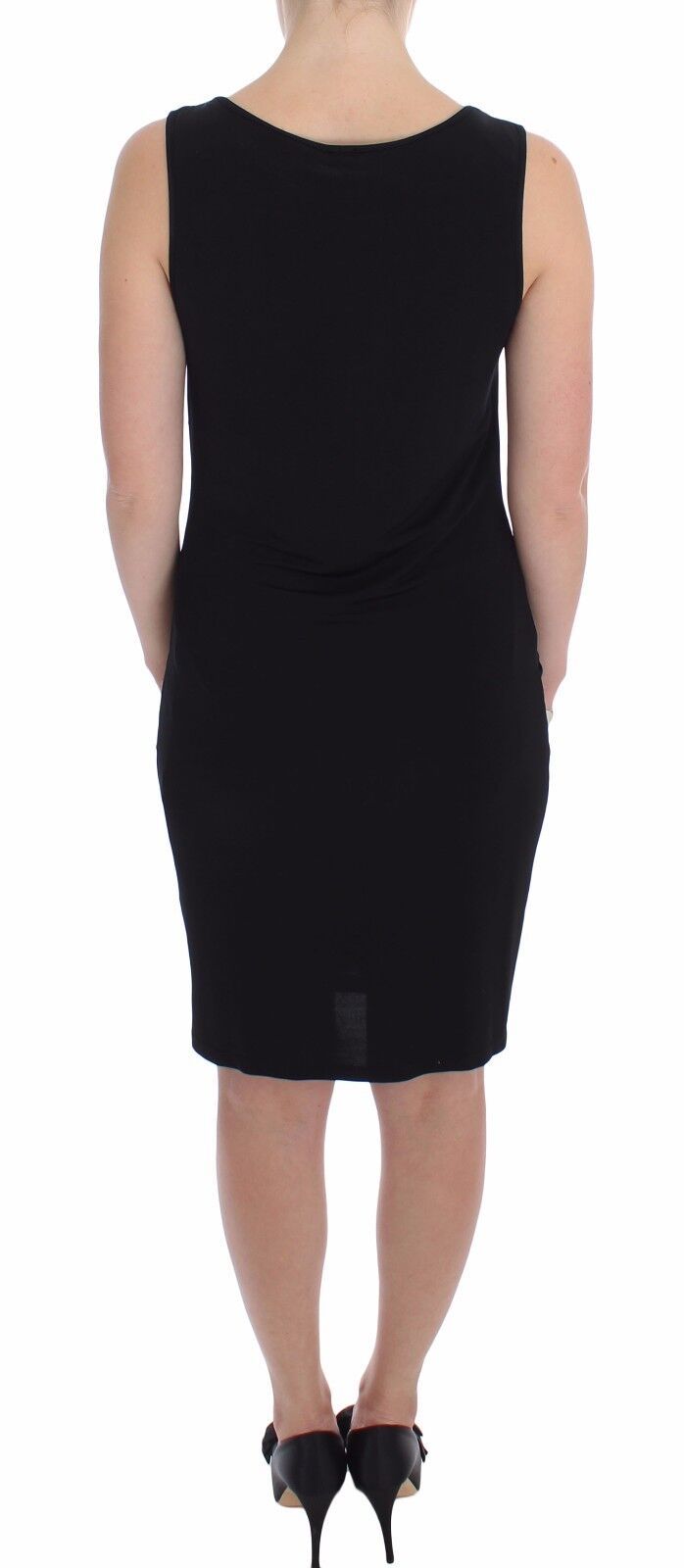 Elegant Black Sheath Jersey Knee-Length Dress Roccobarocco