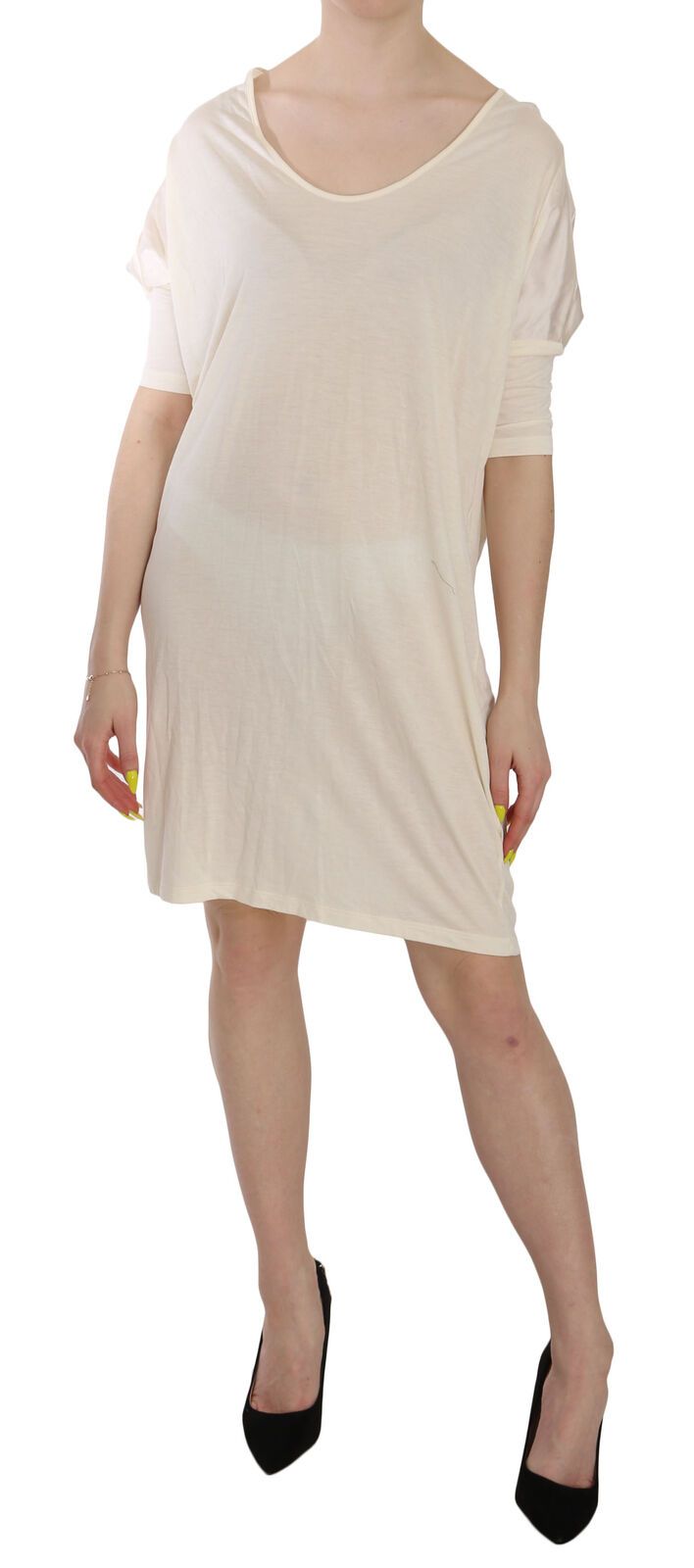 Chic Cream A-Line Elbow Sleeve Dress Costume National