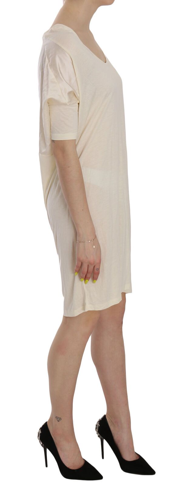 Chic Cream A-Line Elbow Sleeve Dress Costume National
