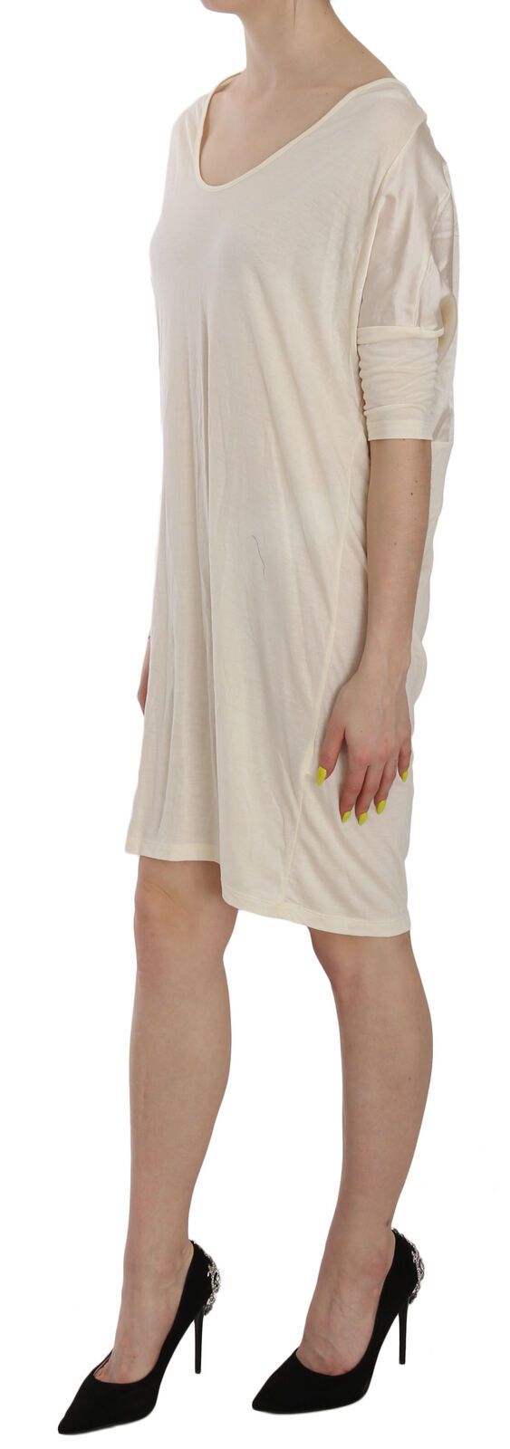 Chic Cream A-Line Elbow Sleeve Dress Costume National