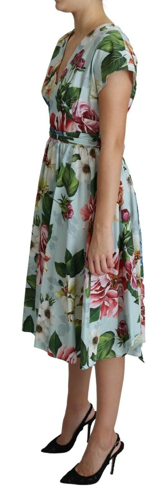 Floral Elegance V-Neck Cotton Dress Dolce & Gabbana