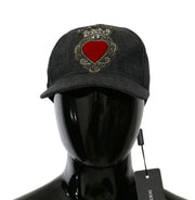 Elegant Blue Cotton Baseball Cap Dolce & Gabbana