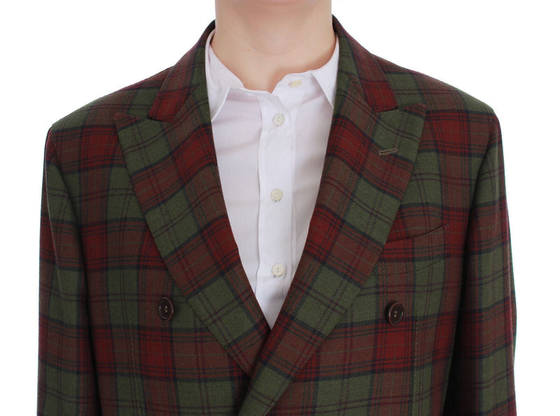 Elegant Checkered Double-Breasted Wool Blazer BENCIVENGA