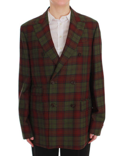 Elegant Checkered Double-Breasted Wool Blazer BENCIVENGA