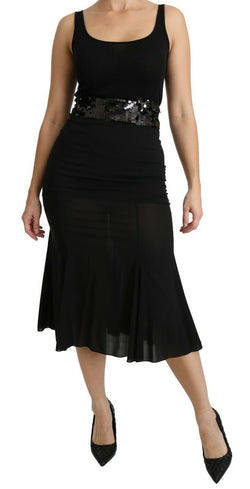 Chic High Waist Black Silk Blend Skirt Dolce & Gabbana