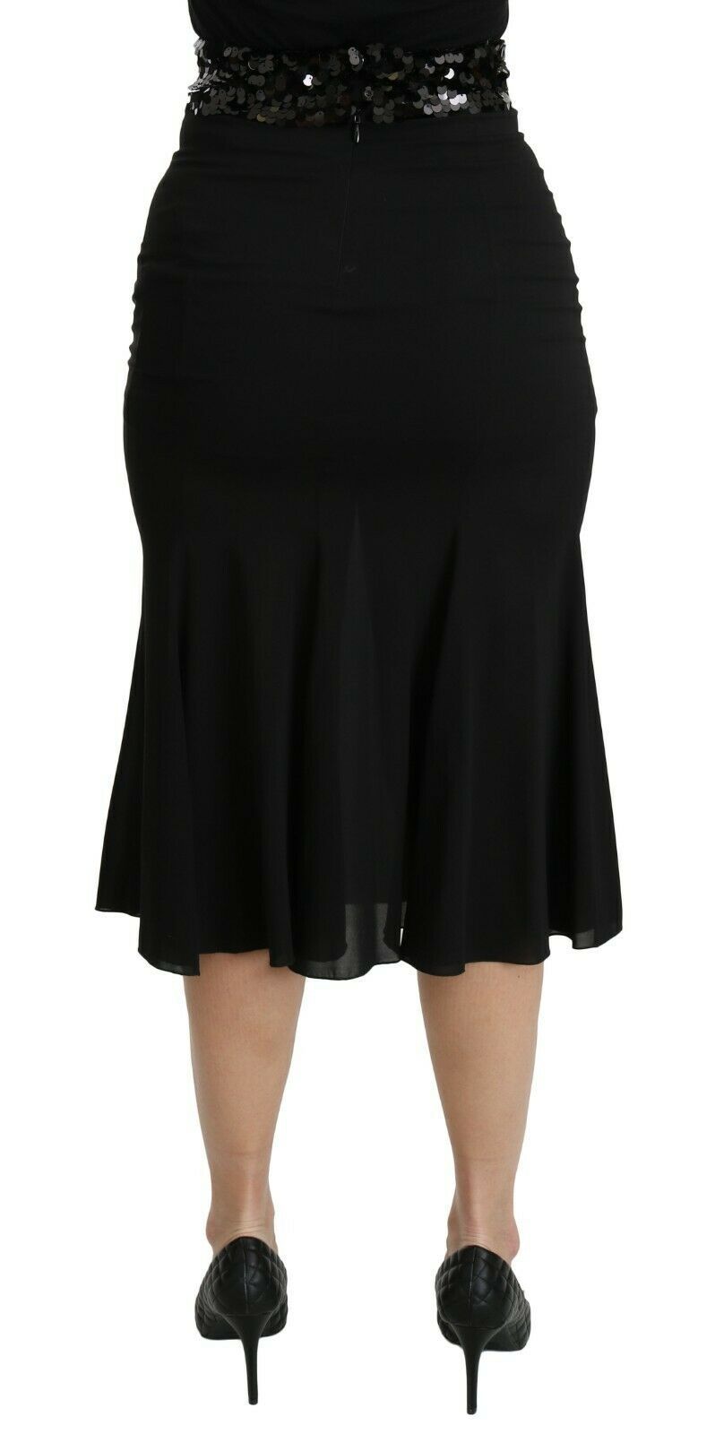 Chic High Waist Black Silk Blend Skirt Dolce & Gabbana