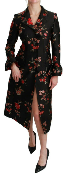 Elegant Floral Embroidered Trench Coat Dolce & Gabbana