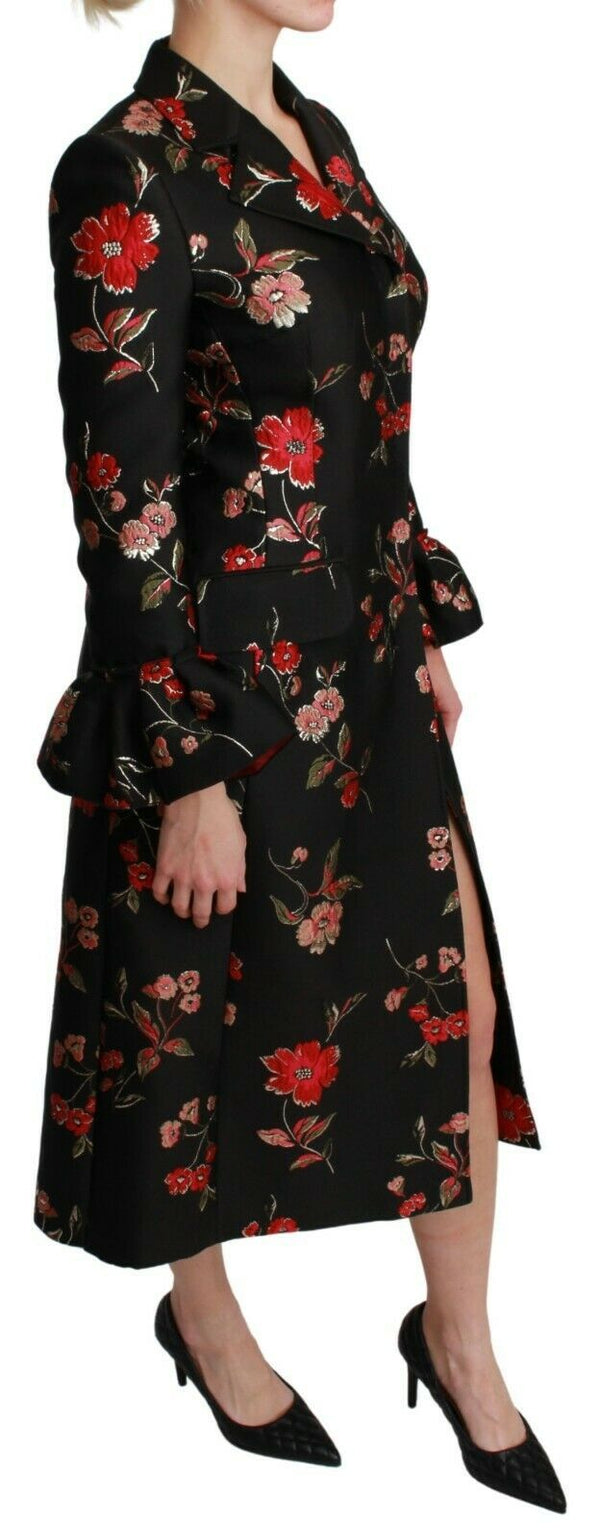 Elegant Floral Embroidered Trench Coat Dolce & Gabbana