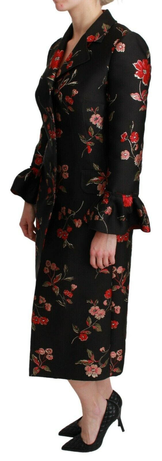 Elegant Floral Embroidered Trench Coat Dolce & Gabbana