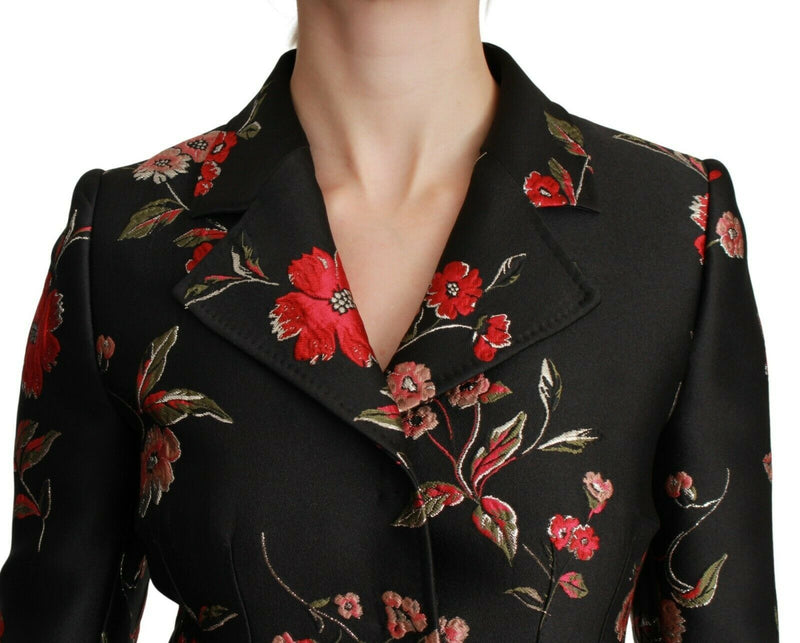 Elegant Floral Embroidered Trench Coat Dolce & Gabbana