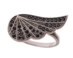 Black Rhodium Silver Crystal Ring Nialaya