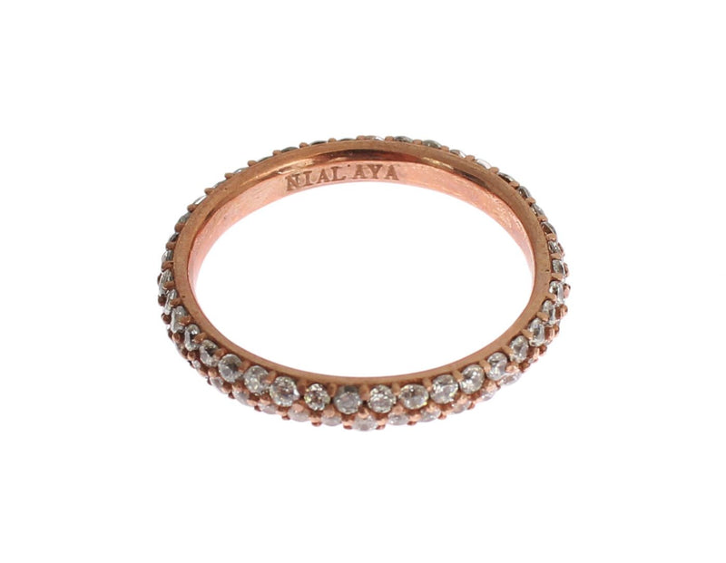 Chic Pink Crystal-Encrusted Silver Ring Nialaya