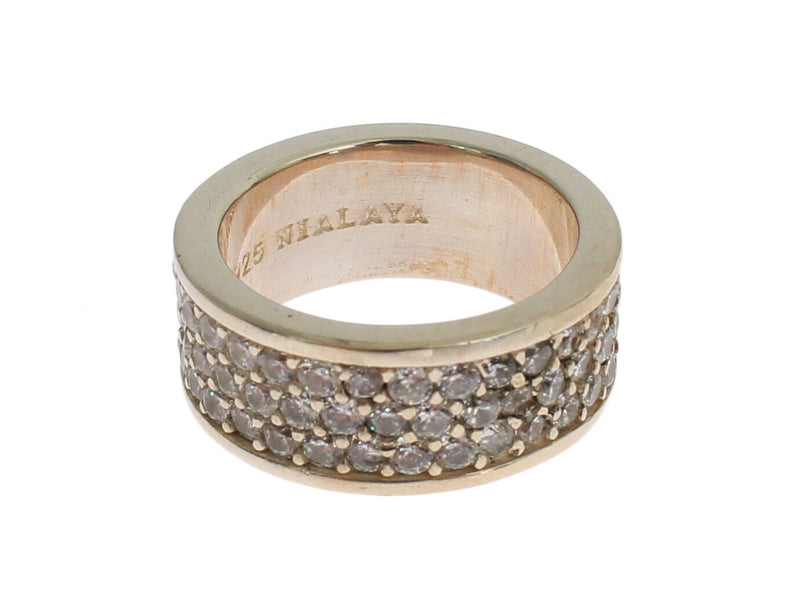 Glamorous Silver CZ Crystal Embellished Ring Nialaya