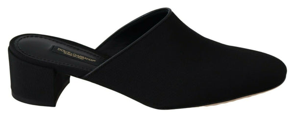 Chic Black Grosgrain Slide Sandals Dolce & Gabbana