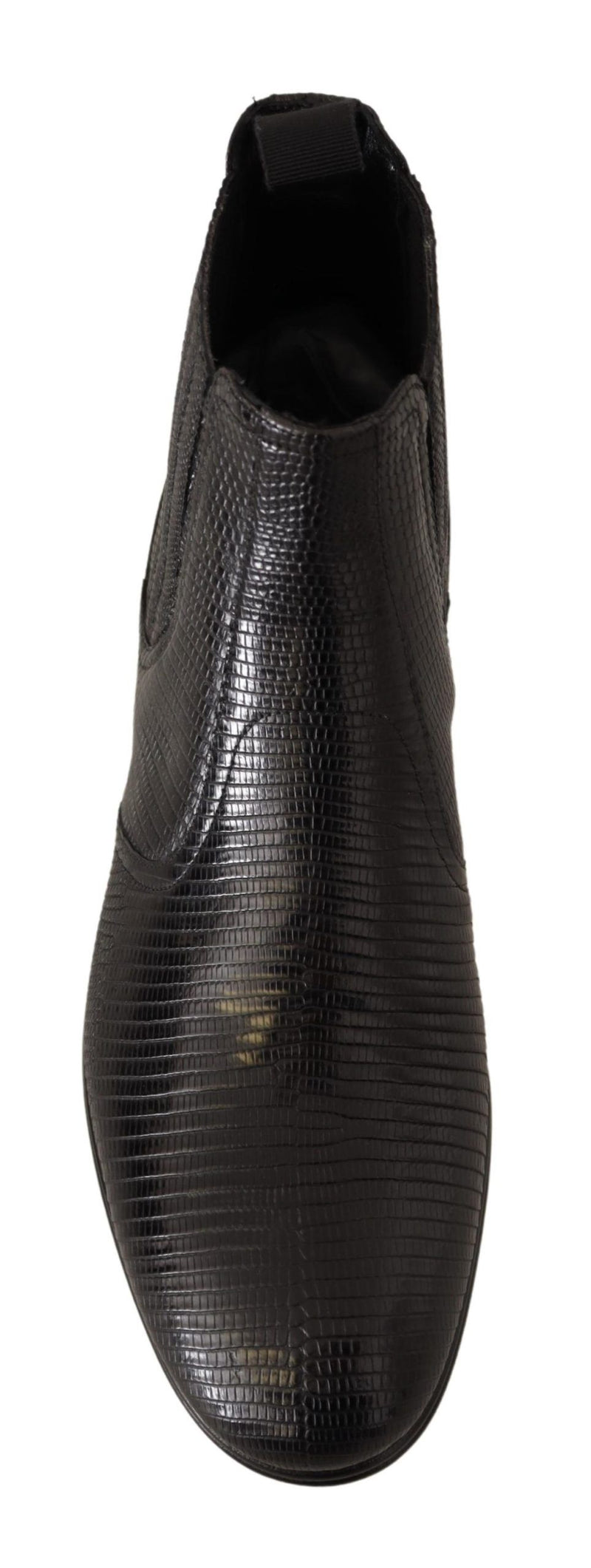 Elegant Black Leather Lizard Skin Derby Boots Dolce & Gabbana