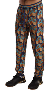 Elegant Silk Jogger Pants with Vibrant Print Dolce & Gabbana