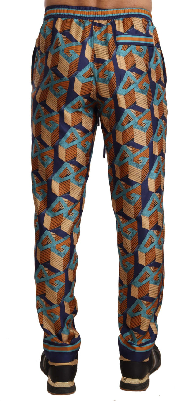 Elegant Silk Jogger Pants with Vibrant Print Dolce & Gabbana