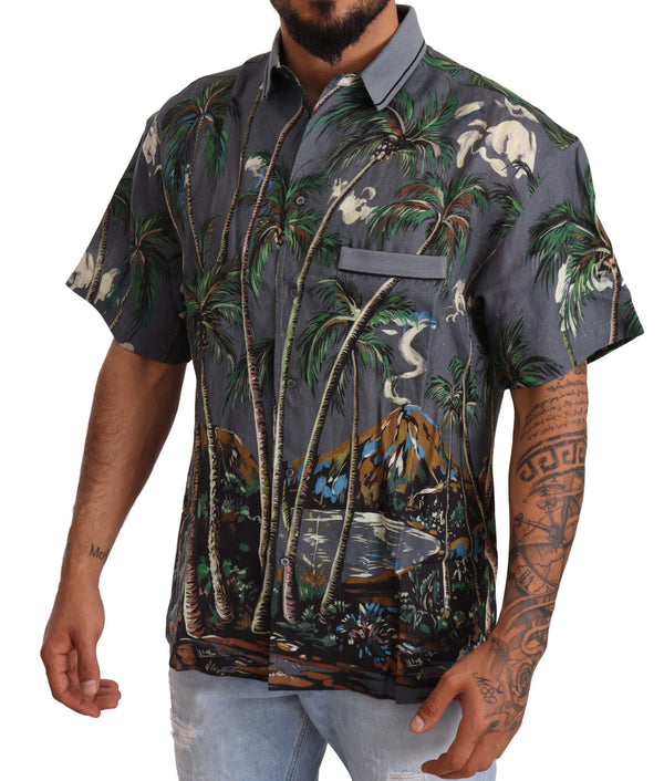 Tropical Elegance Linen Silk Men's Shirt Dolce & Gabbana