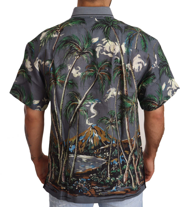 Tropical Elegance Linen Silk Men's Shirt Dolce & Gabbana