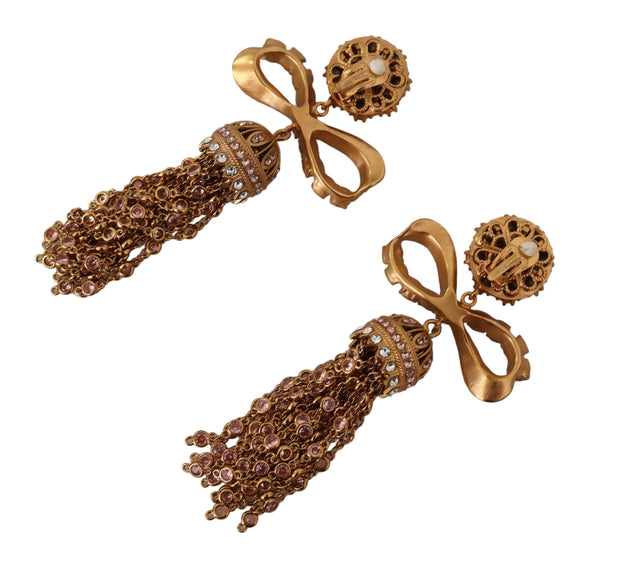 Elegant Antique Gold Bow Earrings Dolce & Gabbana