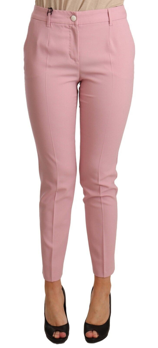 Elegant Pink Virgin Wool Cropped Trousers Dolce & Gabbana