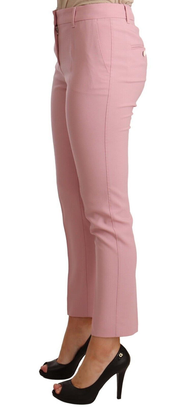 Elegant Pink Virgin Wool Cropped Trousers Dolce & Gabbana