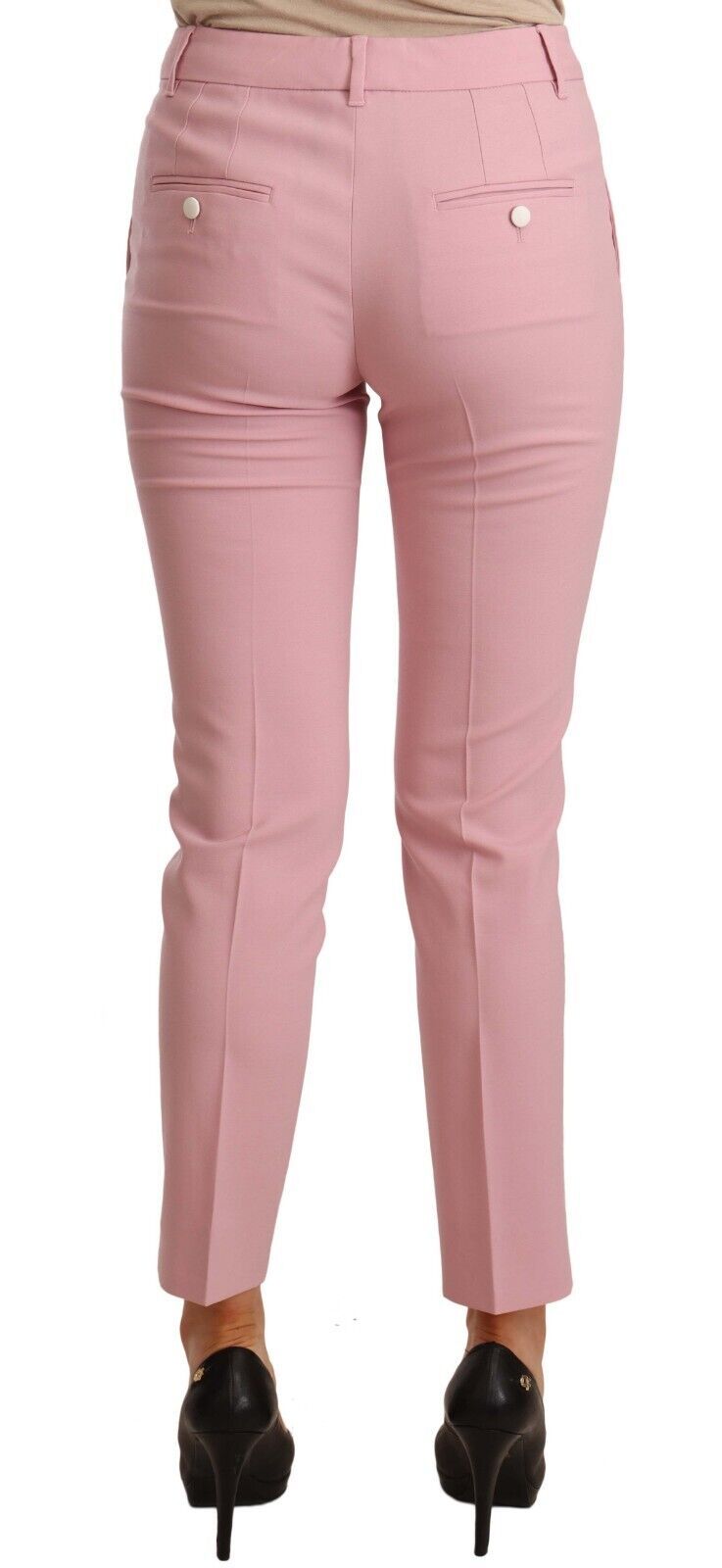 Elegant Pink Virgin Wool Cropped Trousers Dolce & Gabbana