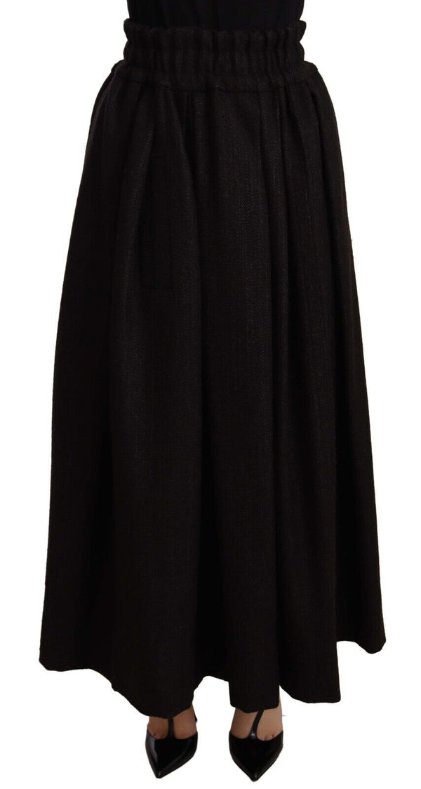 Elegant High Waist Maxi A-line Wool Skirt Dolce & Gabbana