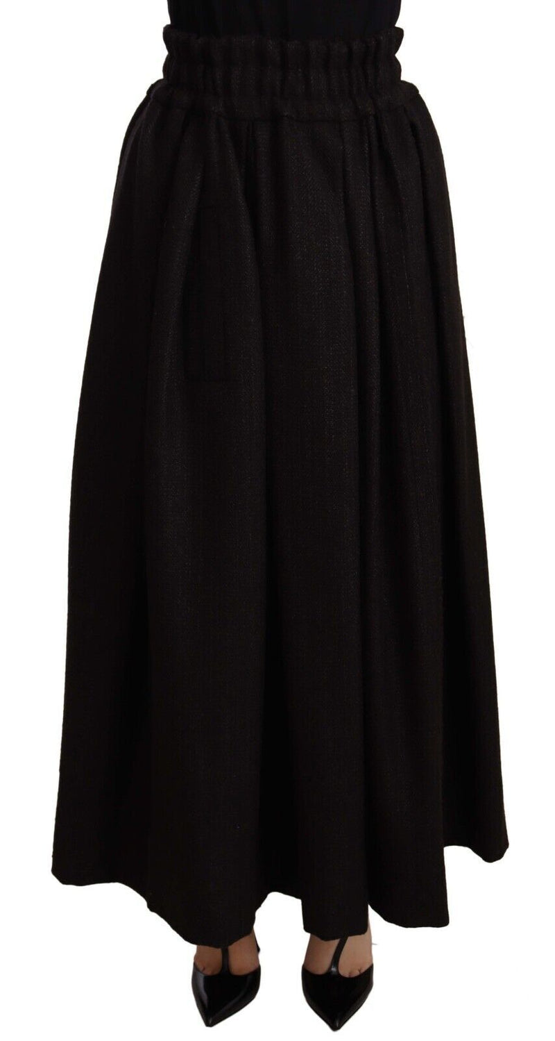 Elegant High Waist Maxi A-line Wool Skirt Dolce & Gabbana