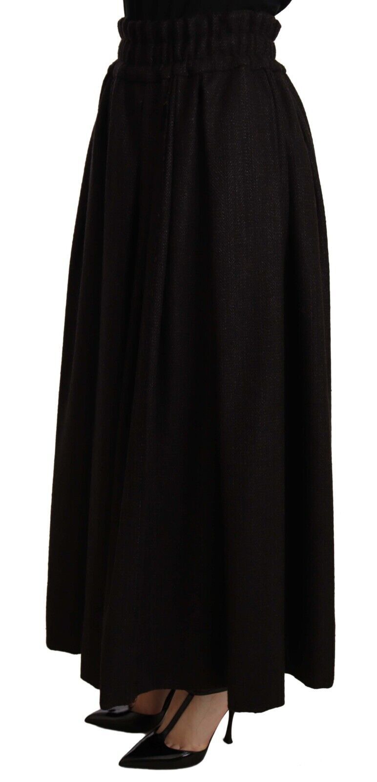 Elegant High Waist Maxi A-line Wool Skirt Dolce & Gabbana