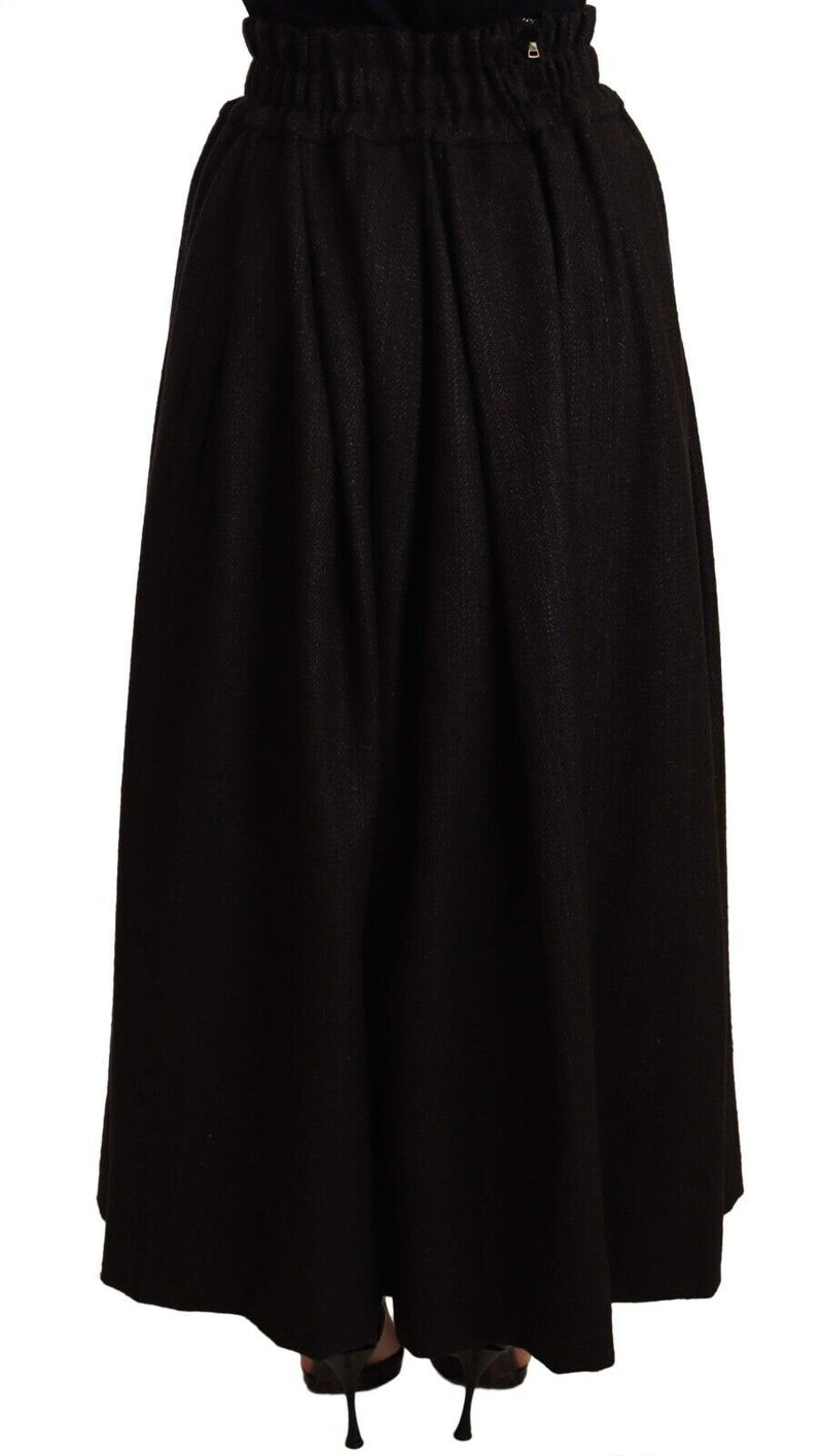 Elegant High Waist Maxi A-line Wool Skirt Dolce & Gabbana