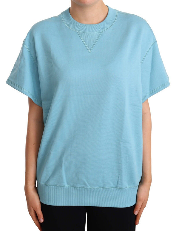 Elegant Blue Crew Neck Cotton Top Dolce & Gabbana