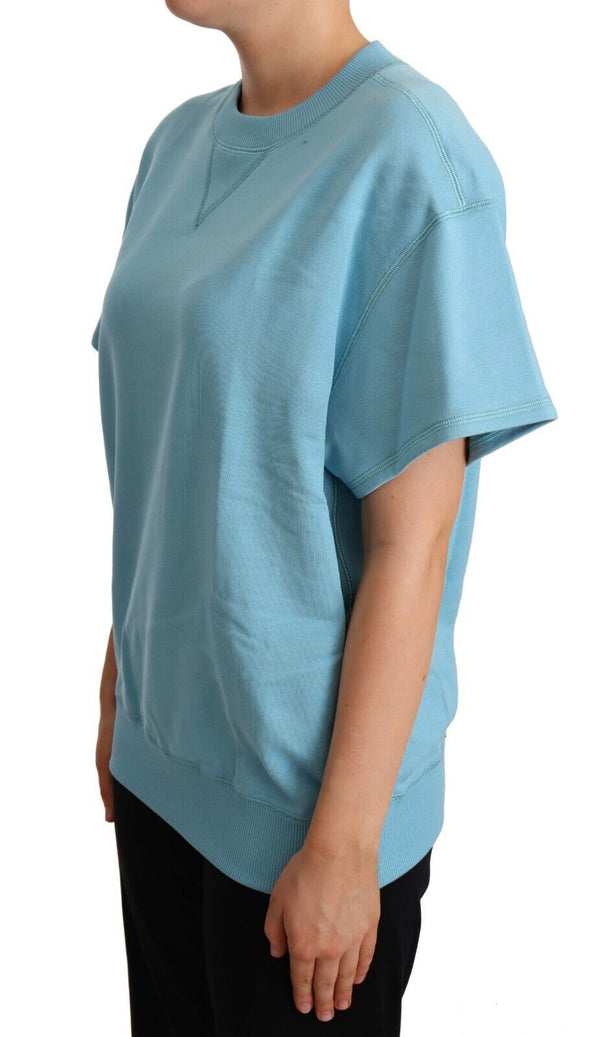 Elegant Blue Crew Neck Cotton Top Dolce & Gabbana